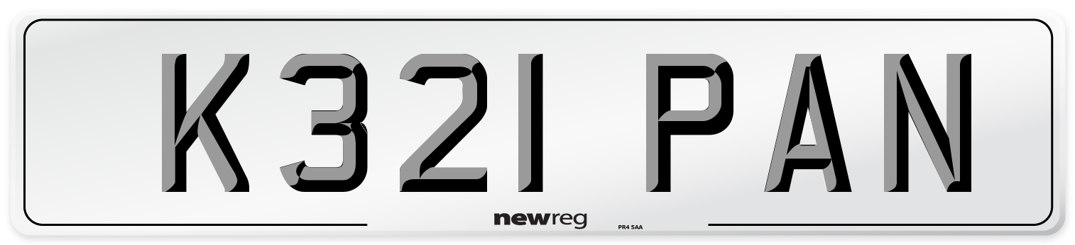 K321 PAN Front Number Plate