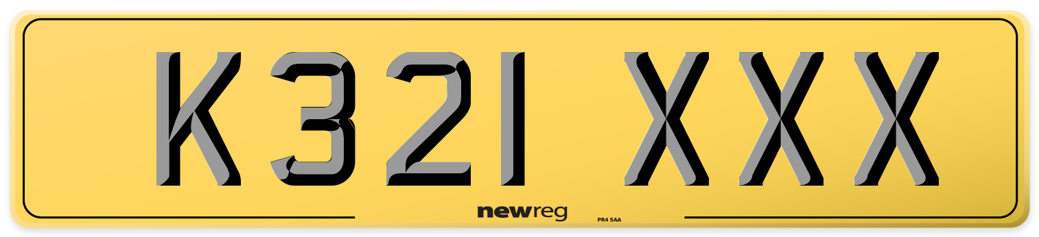 K321 XXX Rear Number Plate