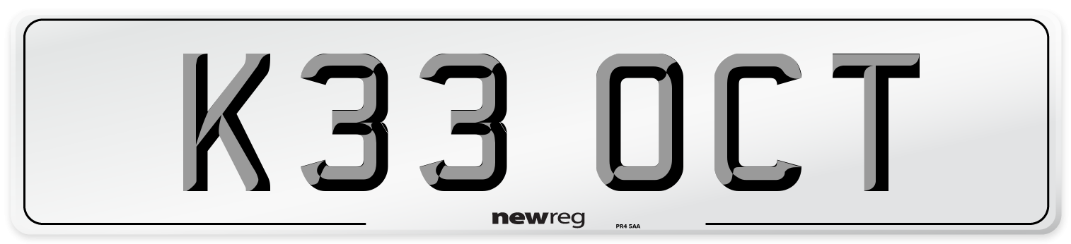 K33 OCT Front Number Plate