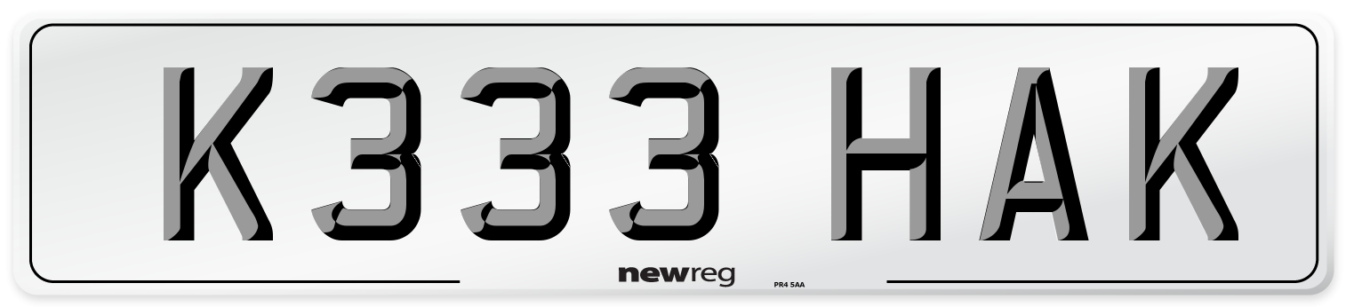 K333 HAK Front Number Plate