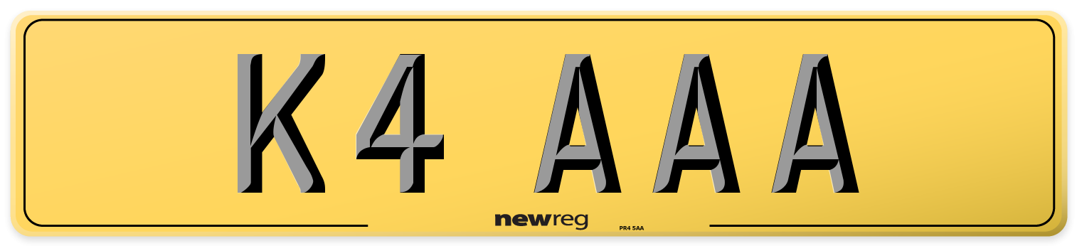 K4 AAA Rear Number Plate