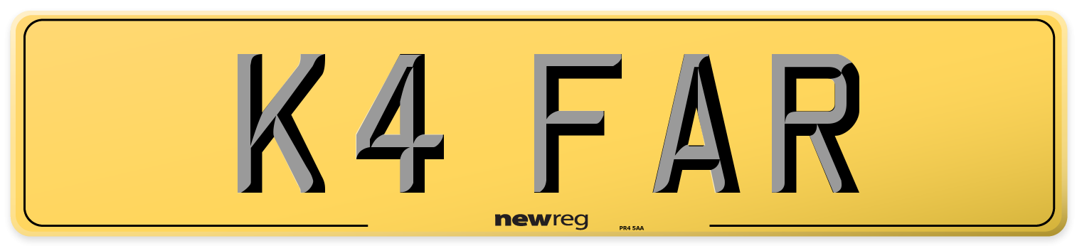 K4 FAR Rear Number Plate