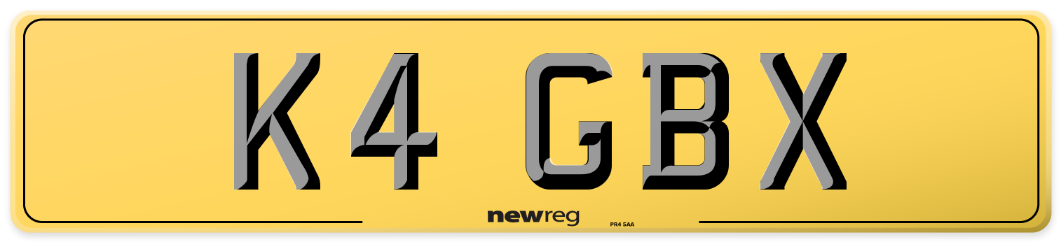 K4 GBX Rear Number Plate