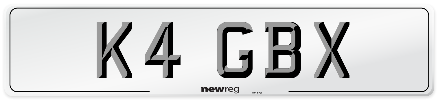 K4 GBX Front Number Plate