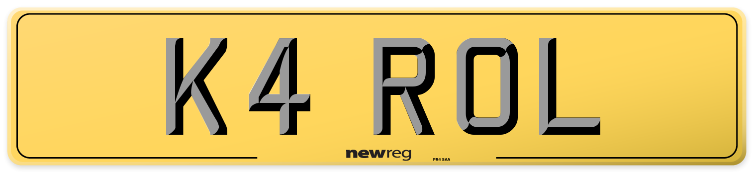 K4 ROL Rear Number Plate