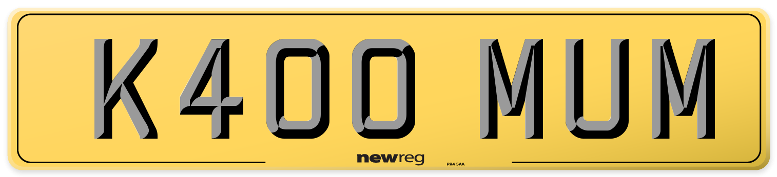 K400 MUM Rear Number Plate