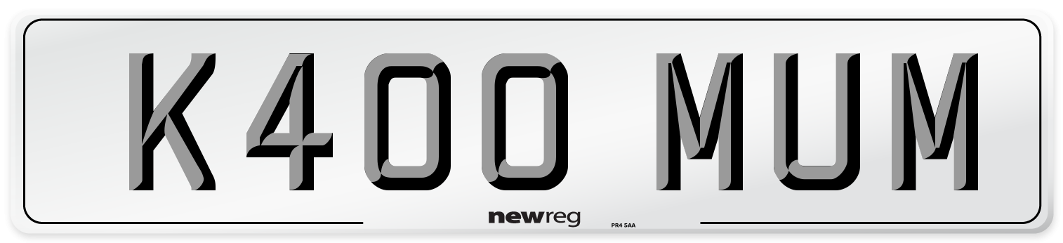 K400 MUM Front Number Plate
