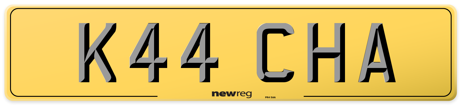 K44 CHA Rear Number Plate