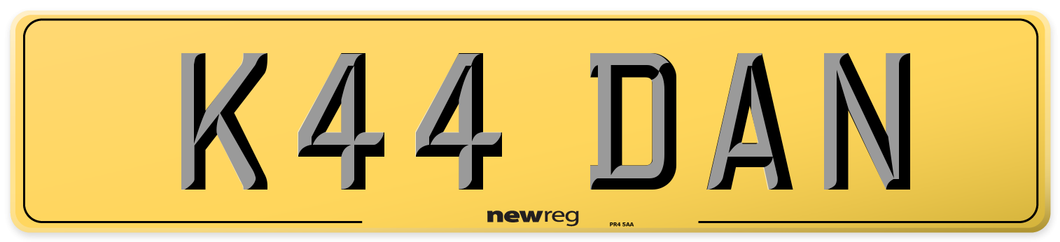 K44 DAN Rear Number Plate