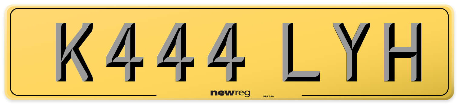 K444 LYH Rear Number Plate