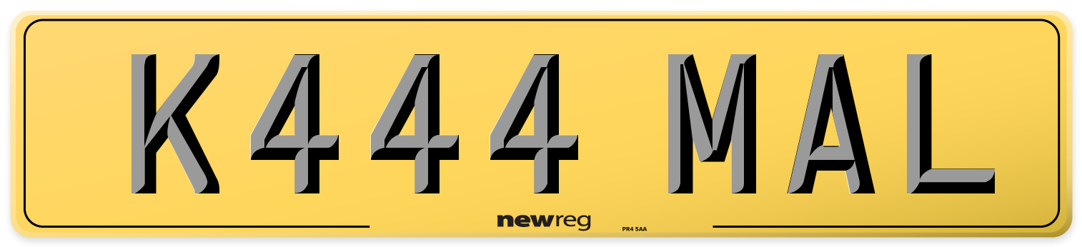 K444 MAL Rear Number Plate