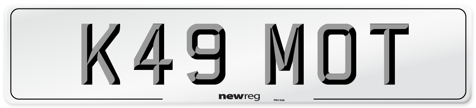 K49 MOT Front Number Plate