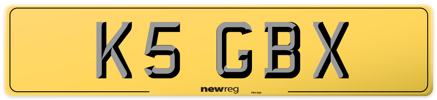 K5 GBX Rear Number Plate