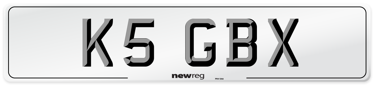K5 GBX Front Number Plate