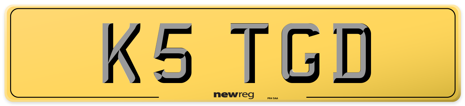 K5 TGD Rear Number Plate