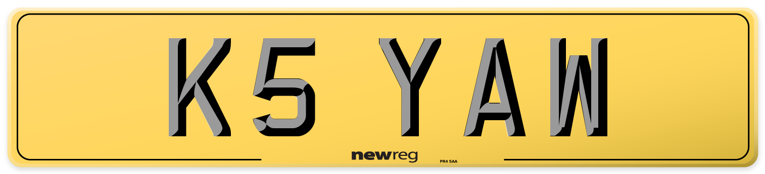 K5 YAW Rear Number Plate