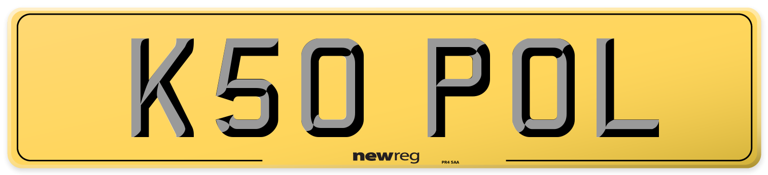 K50 POL Rear Number Plate