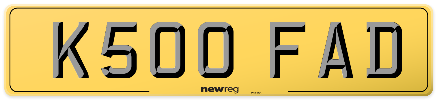 K500 FAD Rear Number Plate