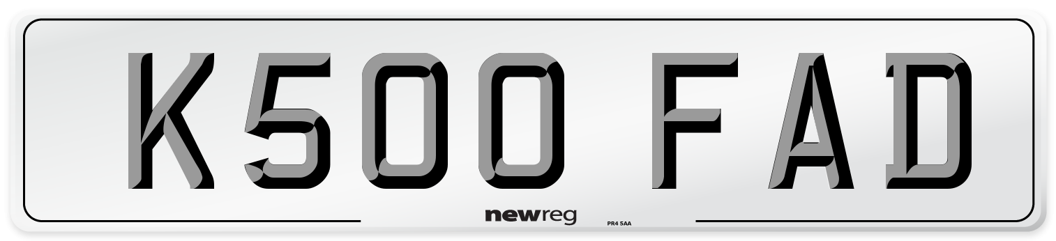 K500 FAD Front Number Plate
