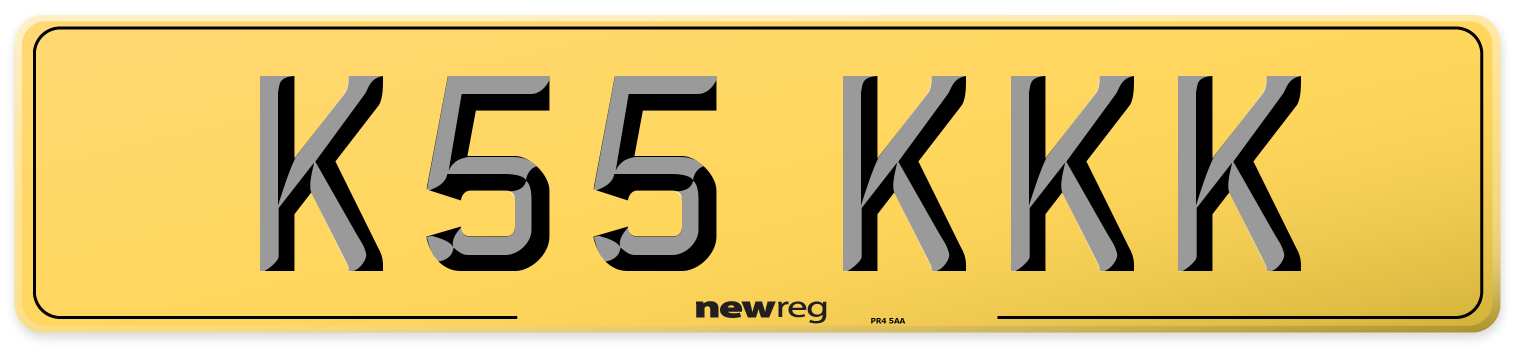 K55 KKK Rear Number Plate