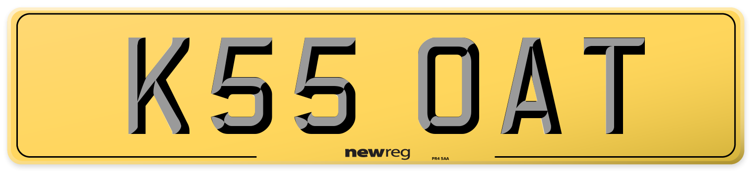 K55 OAT Rear Number Plate