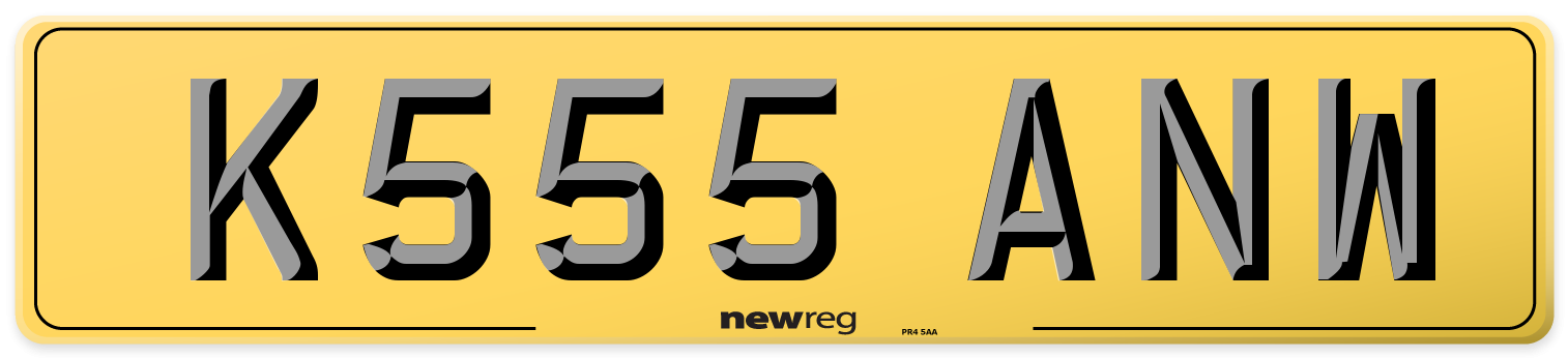 K555 ANW Rear Number Plate