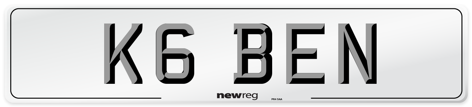 K6 BEN Front Number Plate
