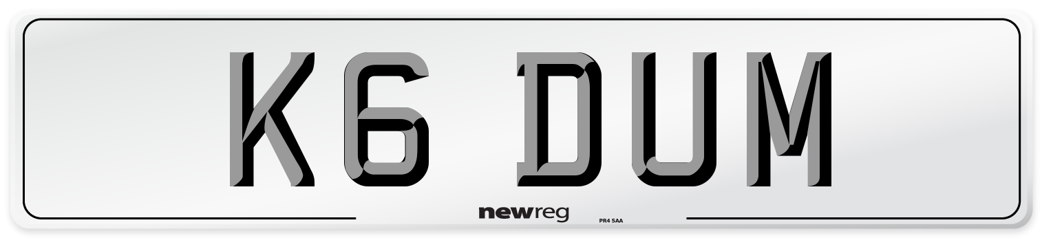 K6 DUM Front Number Plate