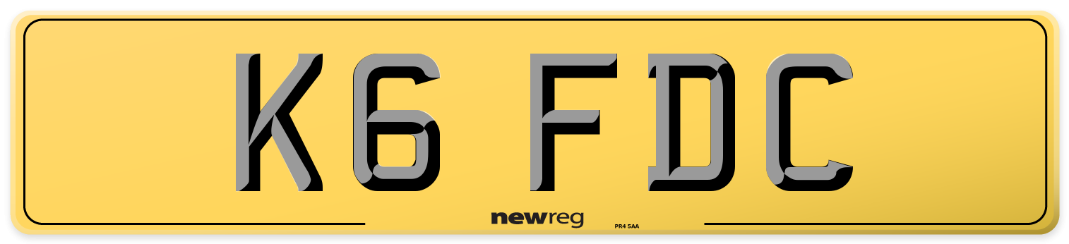 K6 FDC Rear Number Plate