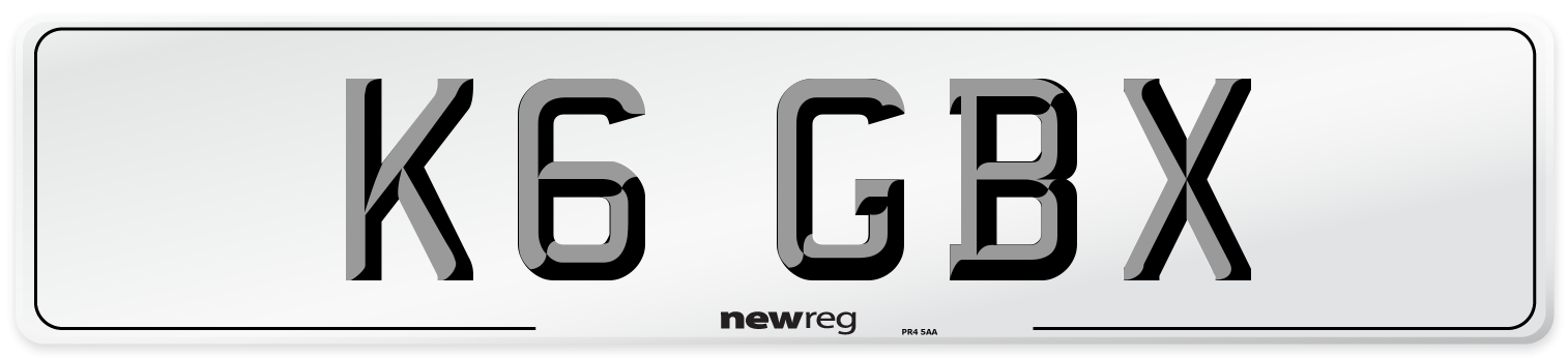 K6 GBX Front Number Plate
