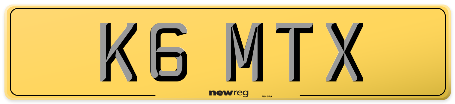 K6 MTX Rear Number Plate