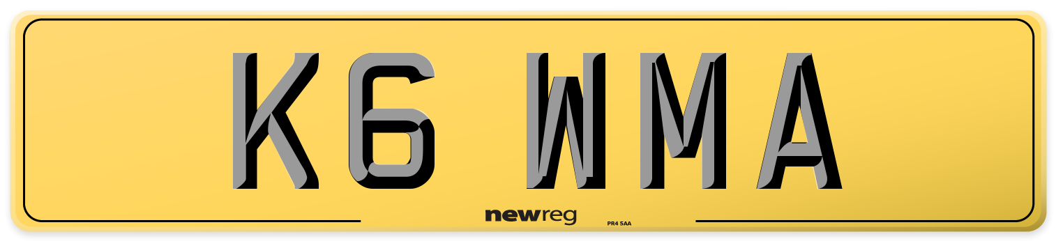 K6 WMA Rear Number Plate