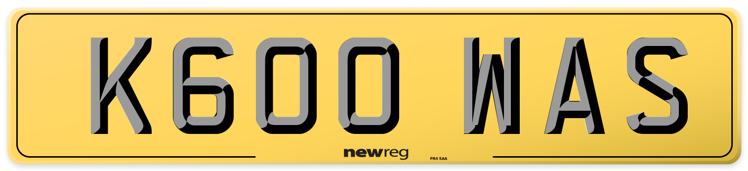 K600 WAS Rear Number Plate