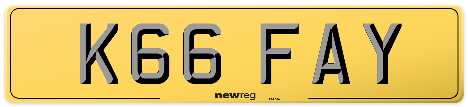 K66 FAY Rear Number Plate