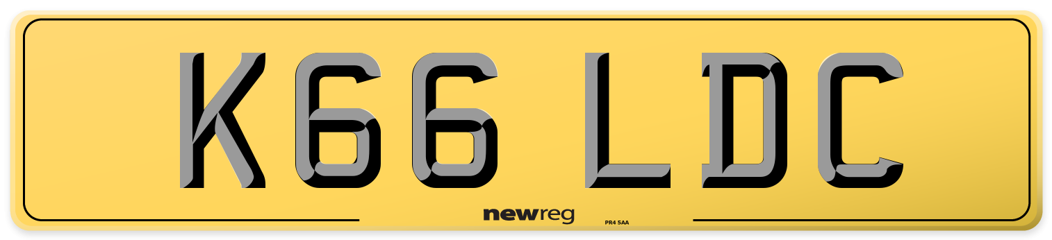 K66 LDC Rear Number Plate