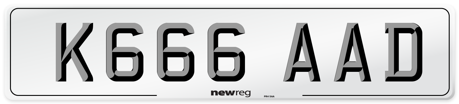 K666 AAD Front Number Plate