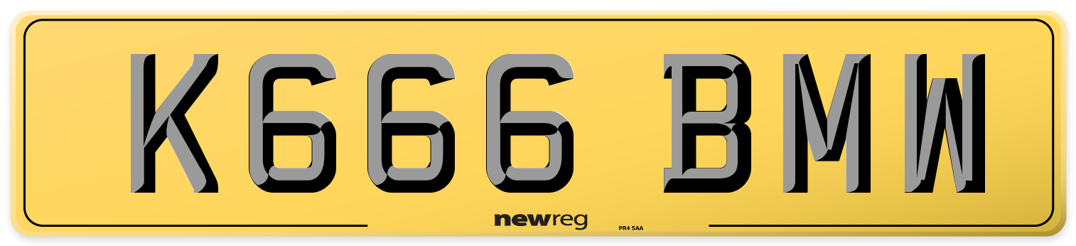 K666 BMW Rear Number Plate
