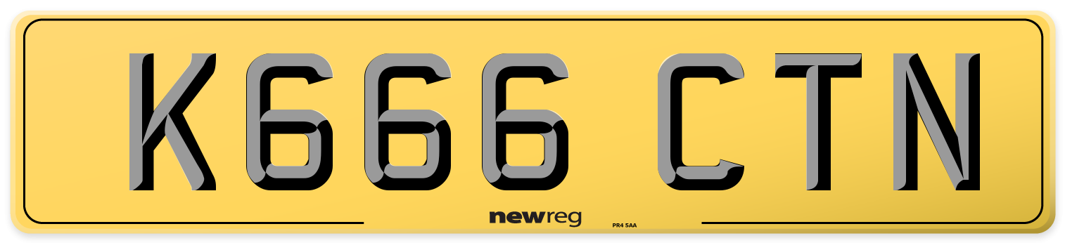 K666 CTN Rear Number Plate