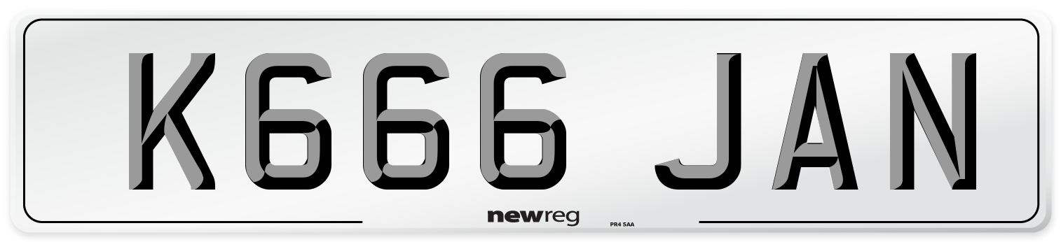K666 JAN Front Number Plate