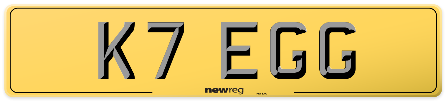 K7 EGG Rear Number Plate