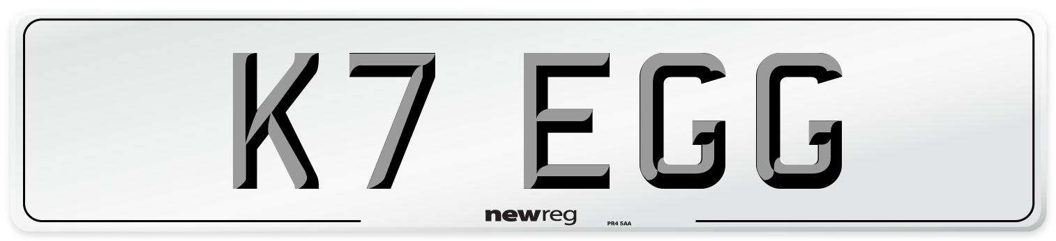 K7 EGG Front Number Plate