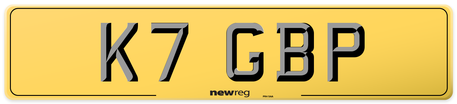 K7 GBP Rear Number Plate