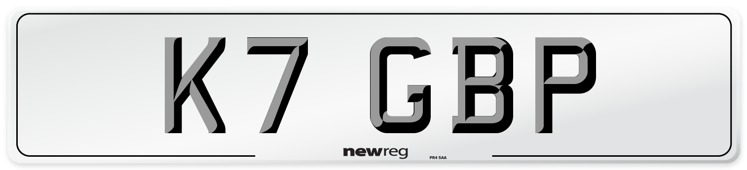 K7 GBP Front Number Plate