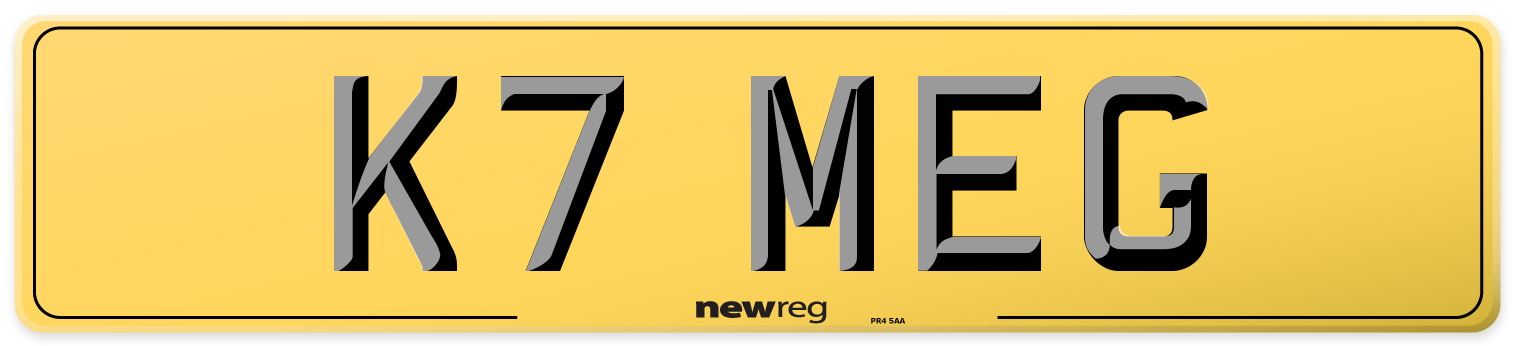 K7 MEG Rear Number Plate