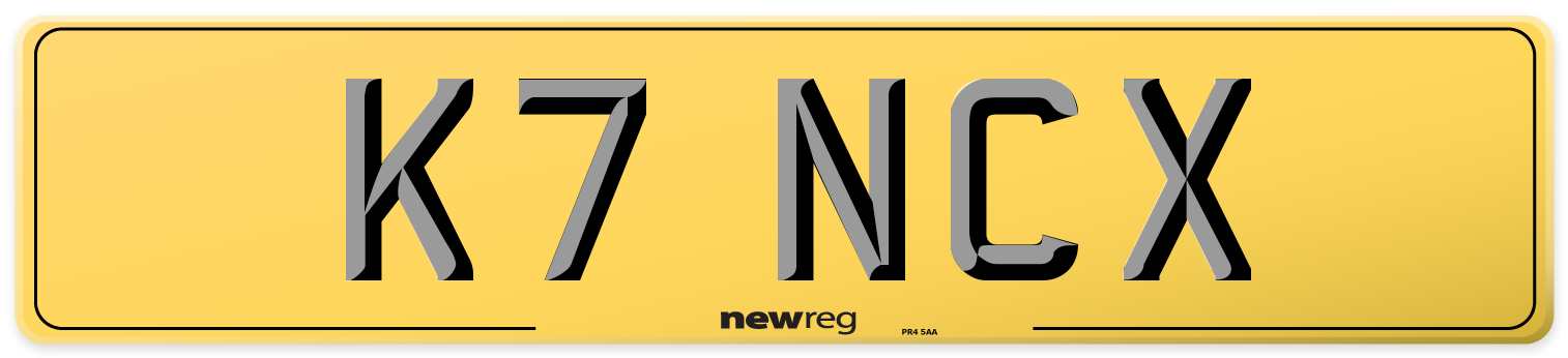 K7 NCX Rear Number Plate