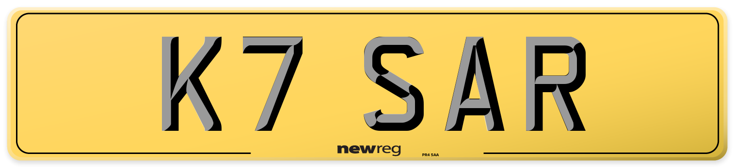 K7 SAR Rear Number Plate