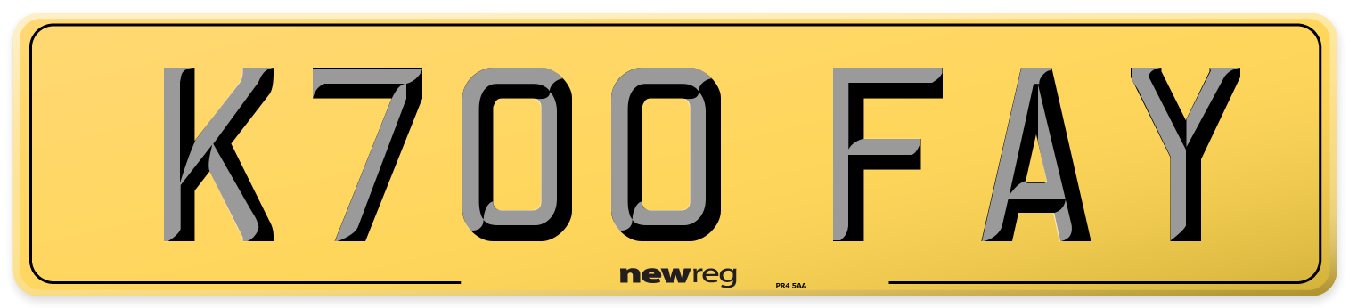 K700 FAY Rear Number Plate
