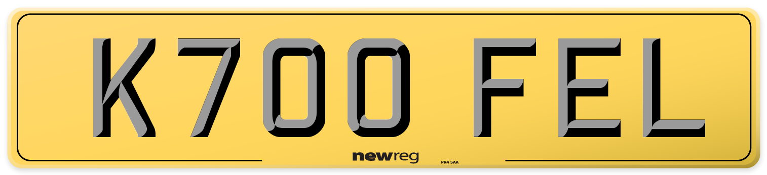 K700 FEL Rear Number Plate