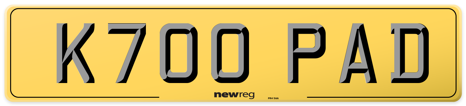 K700 PAD Rear Number Plate