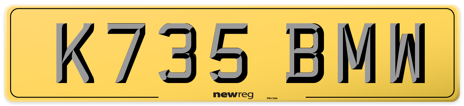 K735 BMW Rear Number Plate